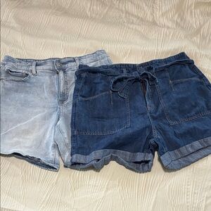 Torrid Dual-Tone Jean Shorts - Light and Dark Blue